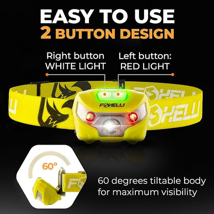 Foxelli USB-C Rechargeable LED Headlamp – Super Bright, Lightweight Head Lamp - Image 5