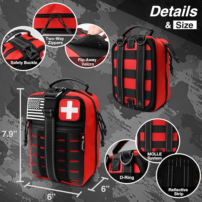 Survival First Aid Kit with Israeli Bandage, Chest Seal, Tourniquet, Tactical - Image 4