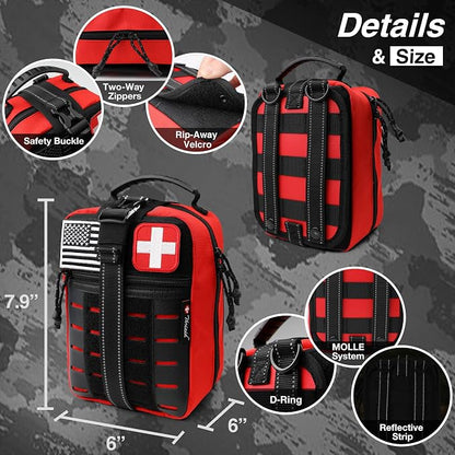 Survival First Aid Kit with Israeli Bandage, Chest Seal, Tourniquet, Tactical - Image 4