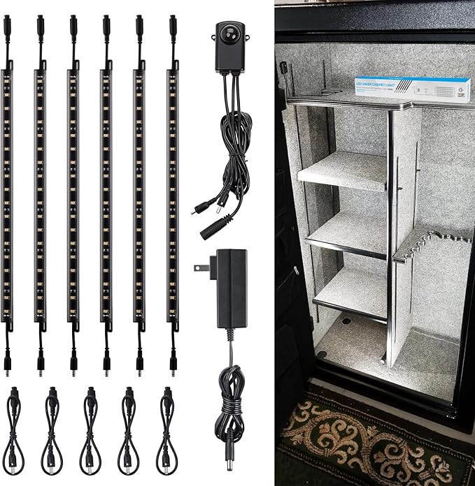TORCHSTAR LED Safe Lighting Kit, 12 Inch Linkable Light Bars + Motion Sensor + by TORCHSTAR