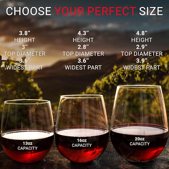 Bravario Unbreakable Stemless Plastic Wine Glasses | Reusable | Shatterproof - Image 3