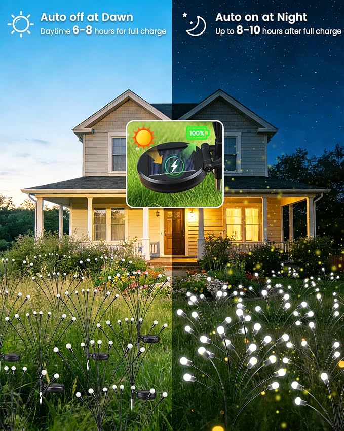 OZS 6 Pack Total 48 LED Solar Firefly Lights Fairy Outdoor - Image 3