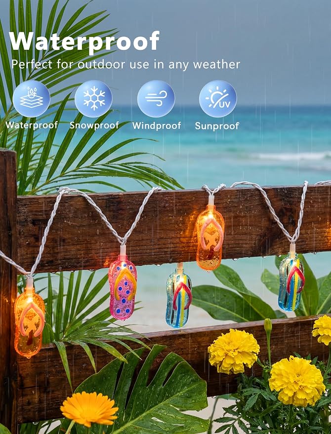 Slipper String Lights, 8.5FT 10 LED Beach Themed Lights - Image 2