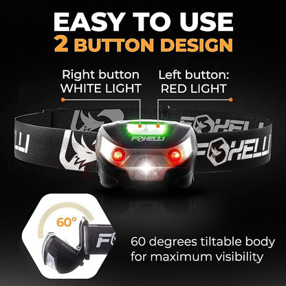 Foxelli USB-C Rechargeable LED Headlamp – Super Bright, Lightweight Head Lamp - Image 5