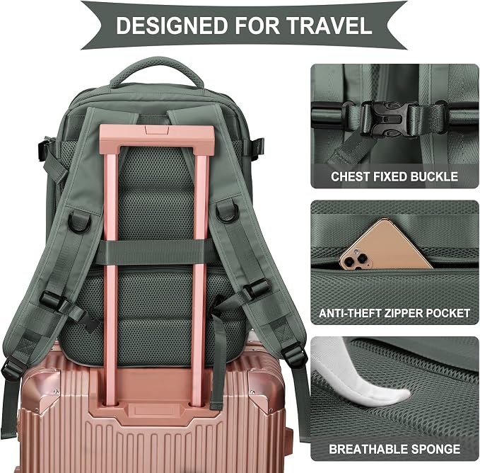 WONHOX Large Travel Backpack Carry on Flight Approved Laptop Work Business - Image 7