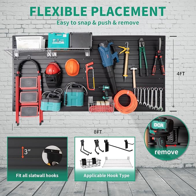 FRAYSCENT Slat Wall Paneling Garage Slat Wall Storage Systems Slatwall Panels - Image 4