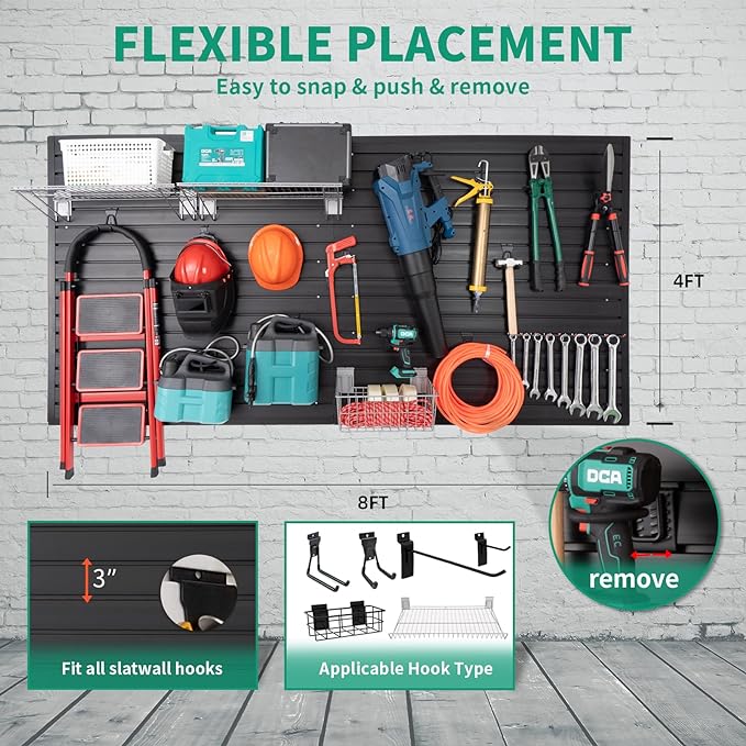 FRAYSCENT Slat Wall Paneling Garage Slat Wall Storage Systems Slatwall Panels - Image 5