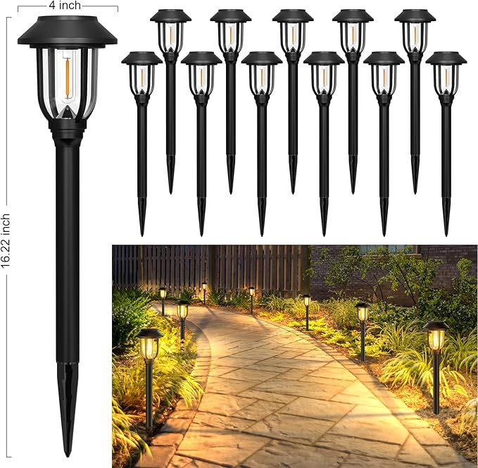 ILANCK Solar Pathway Lights Outdoor, 12 Pack Solar Lights Outdoor Waterproof - Image 2