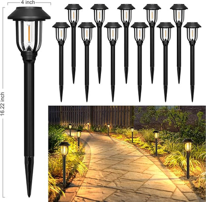 ILANCK Solar Pathway Lights Outdoor, 12 Pack Solar Lights Outdoor Waterproof - Image 2