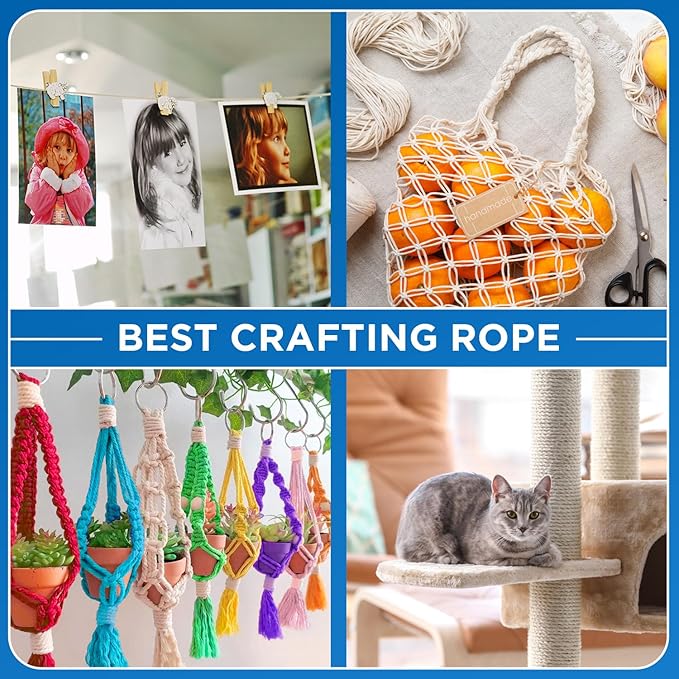 TECEUM Cotton Rope 3/16” – 100 FT – Strong All-Purpose Braided Rope – Natural - Image 6