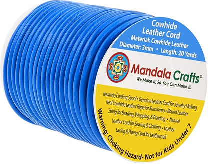 Mandala Crafts Round Genuine Blue Leather Cord by MandalaCrafts
