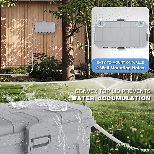 Flemoon Medium Outdoor Electrical Box, IP54 Waterproof Extension Cord Cover w/6 - Image 6