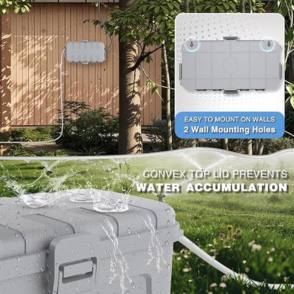 Flemoon Medium Outdoor Electrical Box, IP54 Waterproof Extension Cord Cover w/6 - Image 6