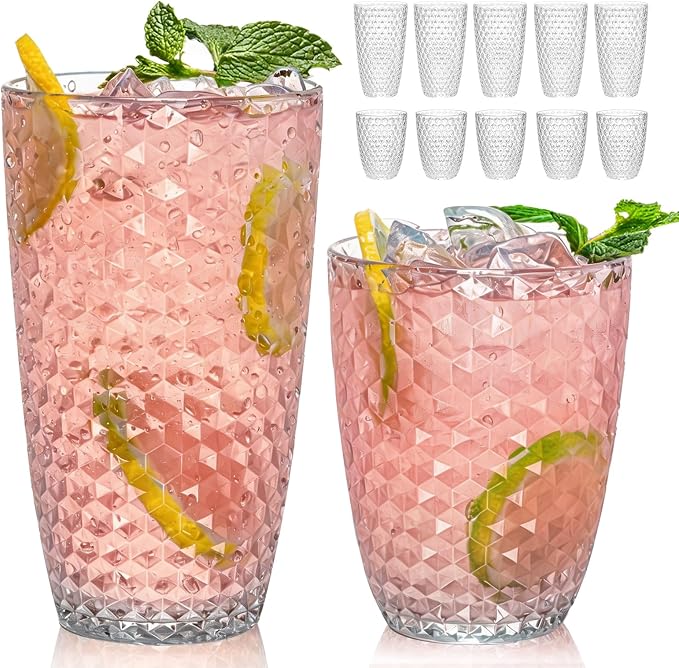 BELLAFORTE Shatterproof Plastic Tumbler Set – Laguna Beach 19oz Tall & 12oz by BELLAFORTE