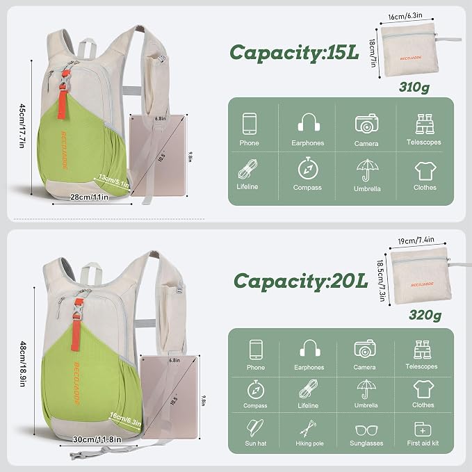 BECOJADDE 15L Small Hiking Backpack - Image 4