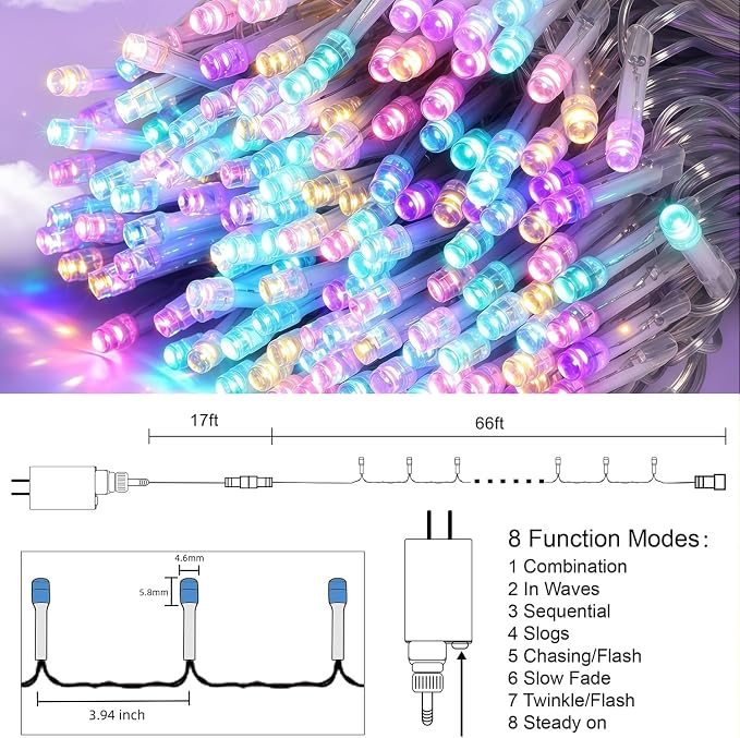 HOME LIGHTING 66ft Easter Decorative Mini Lights, 200 LED Clear Wire Fairy - Image 4