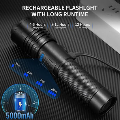 BERCOL Flashlights High Lumens Rechargeable, 90000 Lumens Super Bright Led - Image 3
