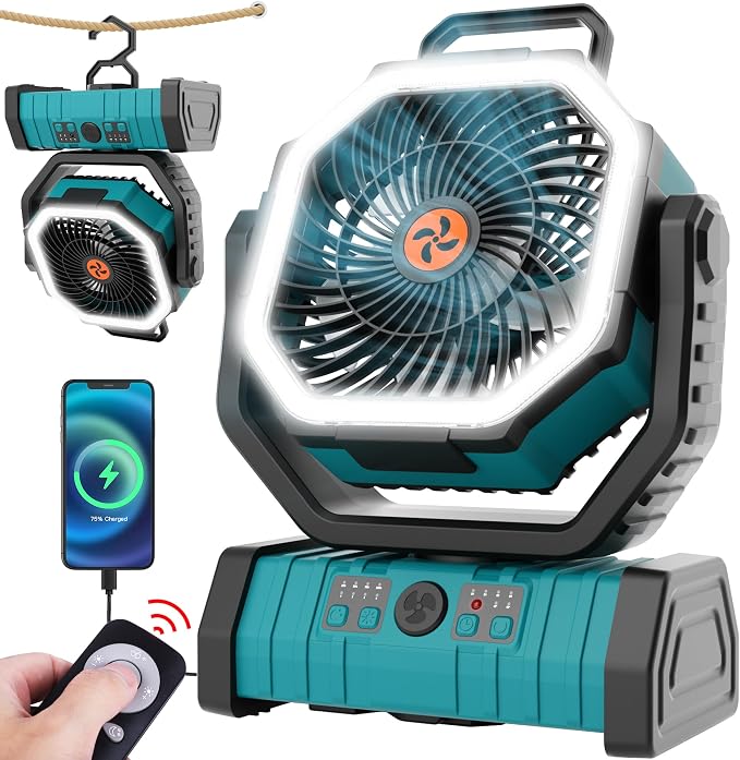 20000mAh Outdoor Camping Fan Battery Operated, Portable Rechargeable Battery - Image 8