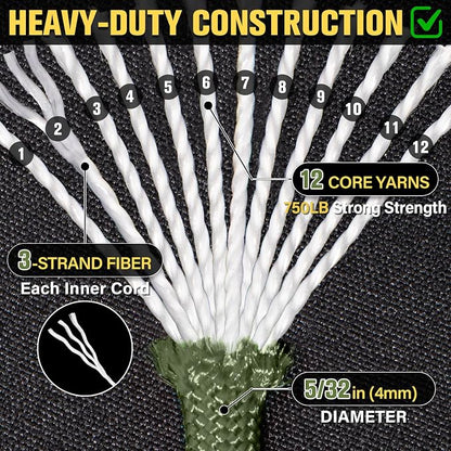 Paracord Rope 750 lb - 1000ft / 500ft / 200ft / 100ft 5/32" Parachute Cord 4MM - Image 3