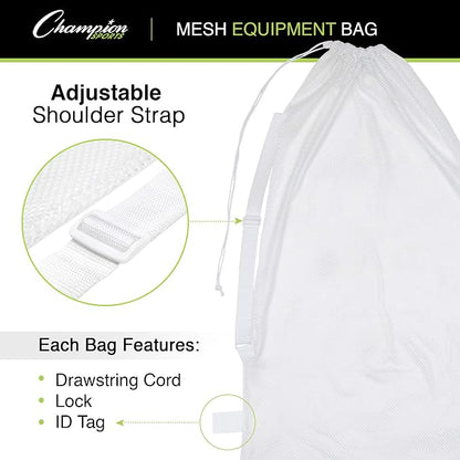 Champion Sports Mesh Equipment Bag – Heavy-Duty Nylon Drawstring Bag - Image 5