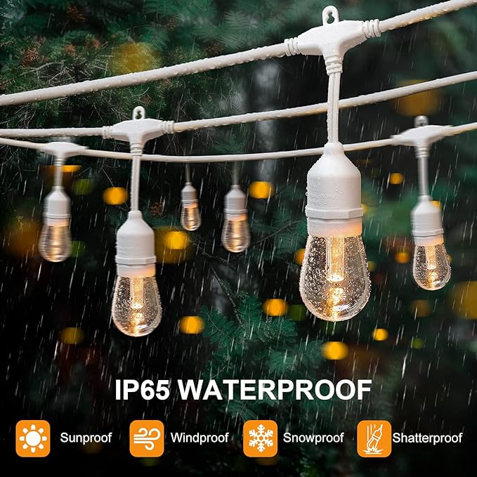 Mlambert 96FT 3-Color in 1 Dimmable Solar String Lights Outdoor, Remote Patio - Image 2