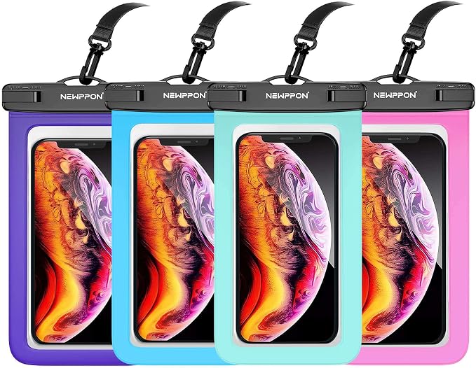 Waterproof Cell Phone Pouch : 4 Pack Float Clear Cell Holder Protector by Newppon