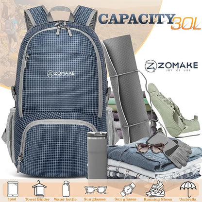 ZOMAKE Lightweight Packable Backpack 30L, Foldable Hiking Backpacks Water - Image 2