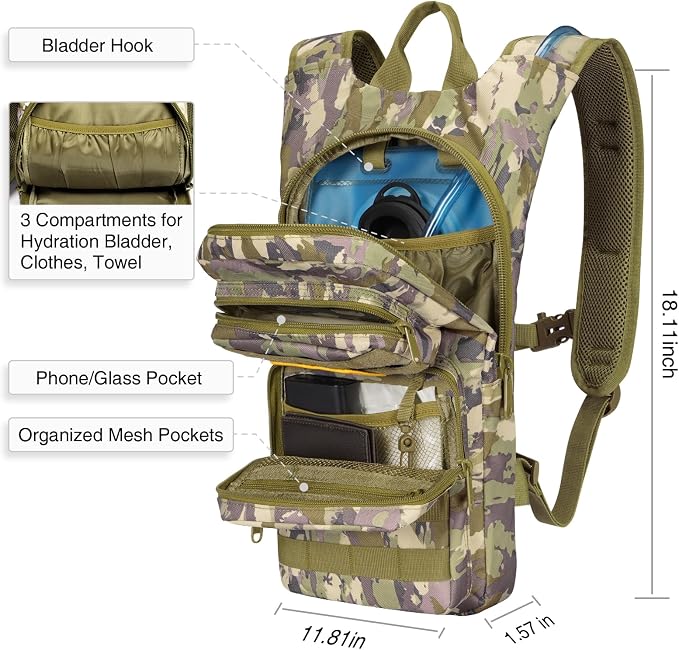 NOOLA Hydration Backpack with 3L TPU Water Bladder, Tactical Molle Water - Image 5