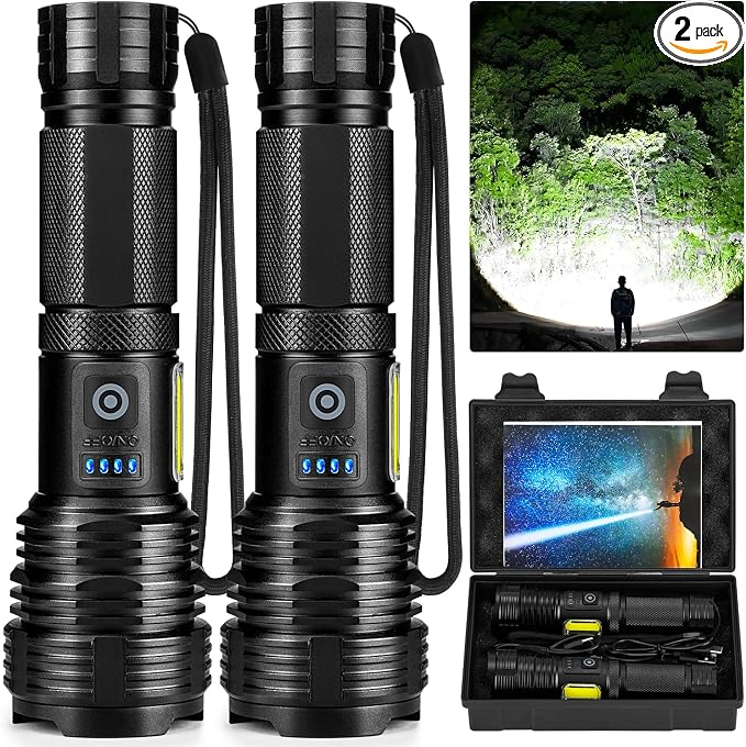 BERCOL Flashlight LED Rechargeable Flashlights High Lumens, 000 LM Super Bright by BERCOL