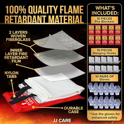 JJ CARE Fire Blanket – 10 Packs - Image 2
