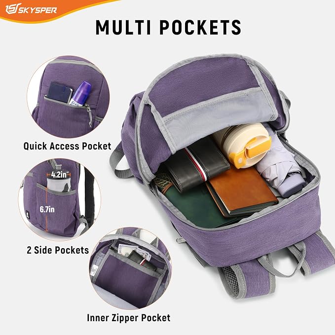 SKYSPER Anti Theft Hiking Backpack, 18L RFID Packable Travel Daypack, - Image 4