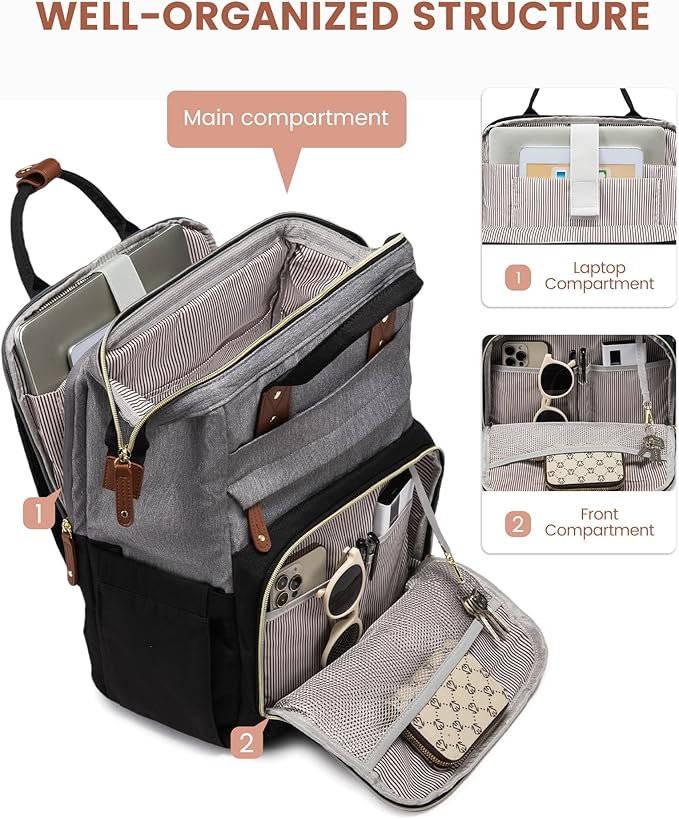 LOVEVOOK Laptop Backpack for Women, 17.3'' Waterproof Nurse Bag Teacher Work - Image 2