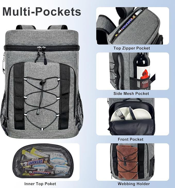 33 Cans Insulated Backpack Cooler - Image 2