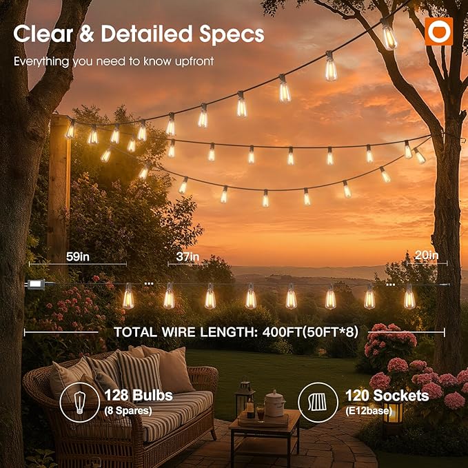 addlon 400FT Outdoor String Lights - Image 5