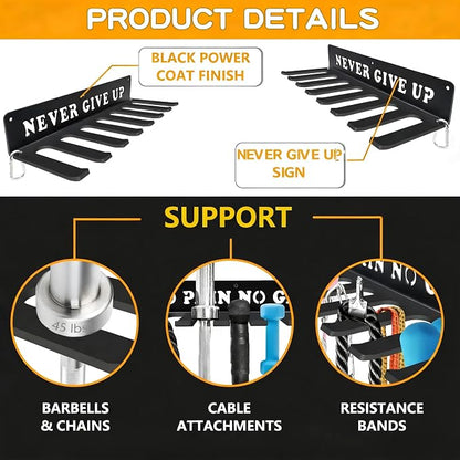 Gym Home Rack 8 Hook Heavy-Duty Wall-mounted Organizer Multi-Purpose Workout - Image 5