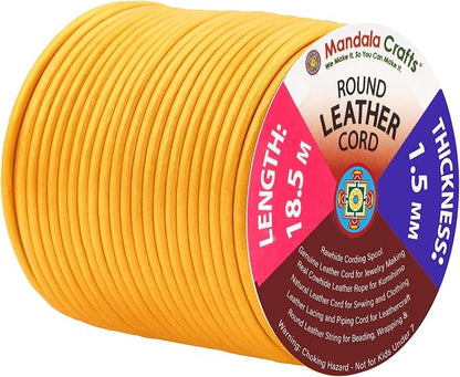 Mandala Crafts Round Genuine Gold Leather Cord by MandalaCrafts