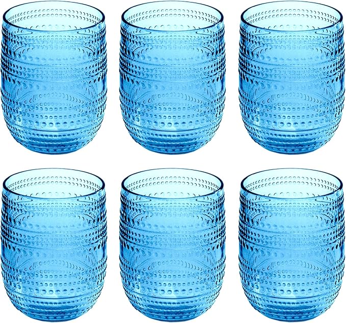 Beaded 15 oz Durable Acrylic Stemless Wine Glasses, Shatter-Resistant and by AbodeHomewares-TheDesignDestinationforTabletopDrinkwareKitchenandPet