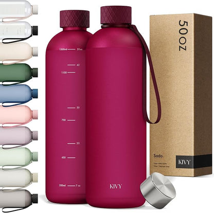 KIVY Large Water Bottle 50oz Fits Backpack & Cupholder by KIVY