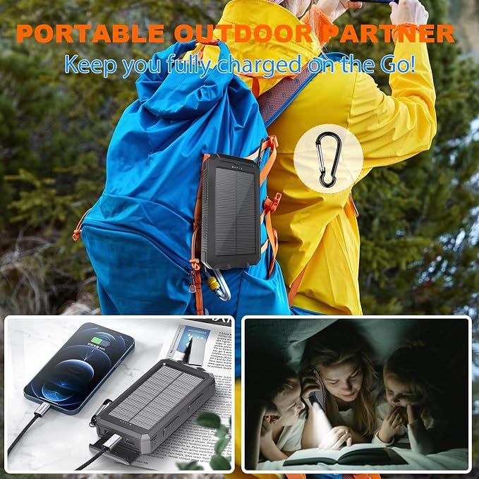 Solar Charger 20, Portable Power Bank, 4 Cables Outdoor Waterproof External - Image 8