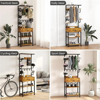 Kikihouse Freestanding Floor Mounted Helmet & Gear Storage Rack, Adjustable - Image 9