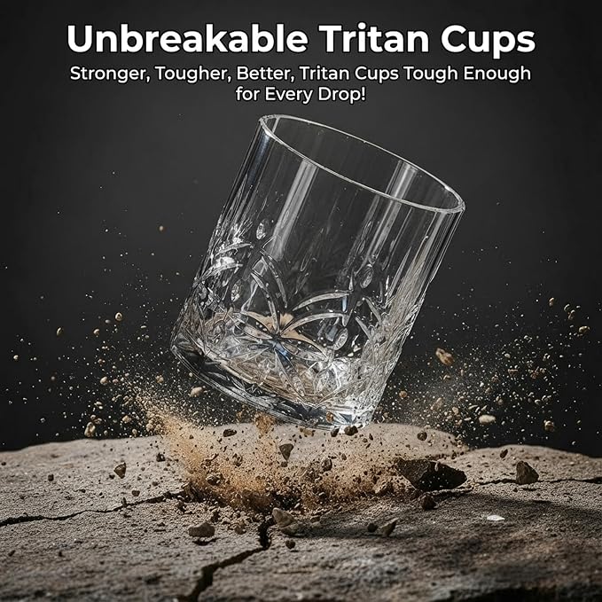 BELLAFORTE Tritan Plastic Whiskey Glasses Set of 4, 13oz Unbreakable Wine - Image 3