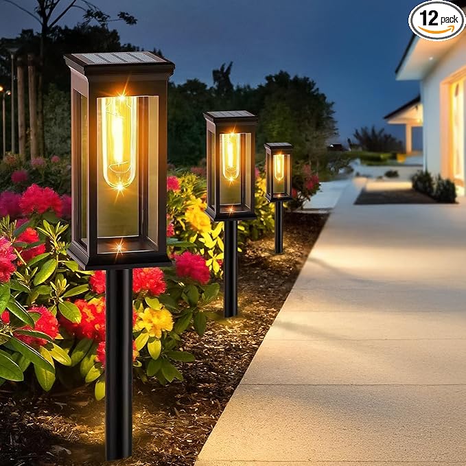 12 Pack Solar Pathway Lights Outdoor, IP65 Waterproof by SolarPathwayLights