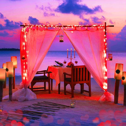 JMEXSUSS 4 Pack 400 LED 132FT Red Solar Fairy Lights Outdoor Waterproof - Image 4