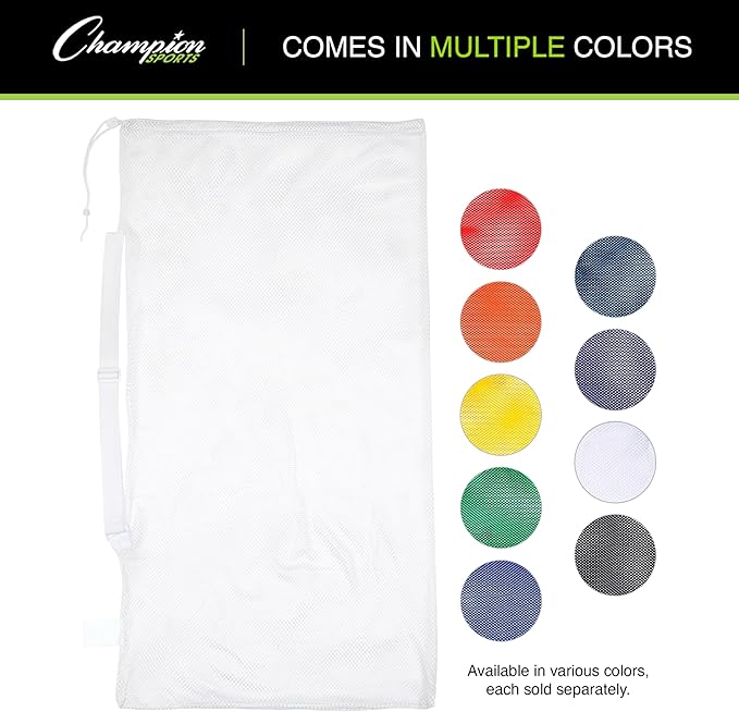 Champion Sports Mesh Equipment Bag – Heavy-Duty Nylon Drawstring Bag - Image 5