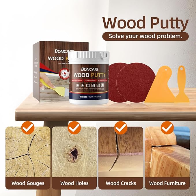 Boncart Wood Filler, Wood Putty, Wood Filler Paintable, Wood Repair Putty - Image 3