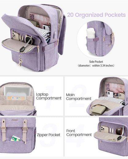 LOVEVOOK Laptop Backpack Purse for Women Fashion Vintage Computer Backpack 15.6 - Image 2