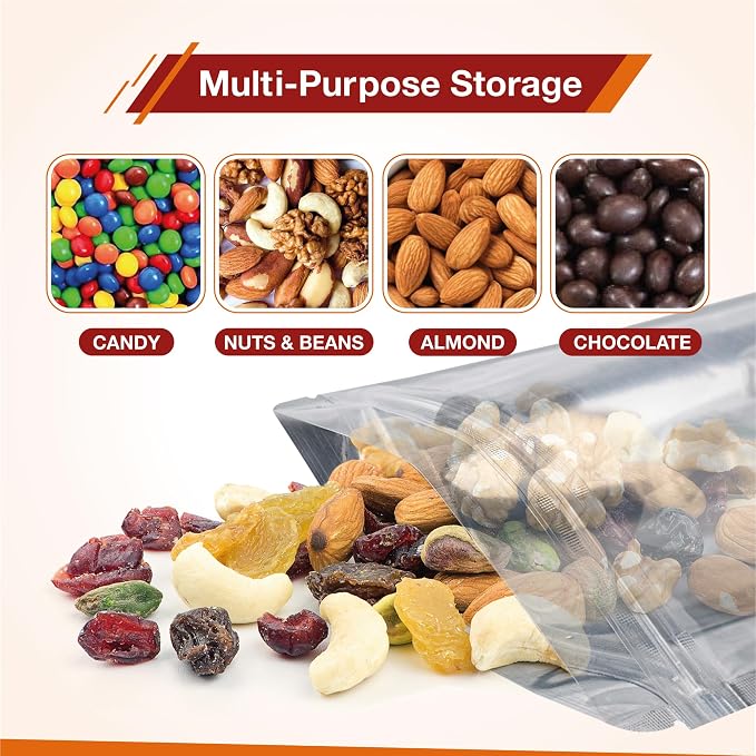 BELLE KR® Mylar Bags for Food Storage- Pack Of 100 Resealable Mylar Ziplock Bag - Image 6