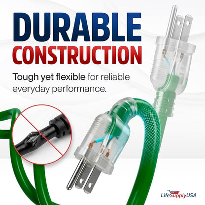 10ft Outdoor/Indoor Extension Cord 12/3 Gauge Extra Heavy Duty 3 Prong SJTW - Image 3