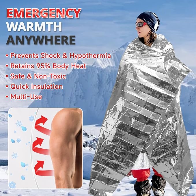 SecuCaptain Survival Emergency Thermal Blankets: 100 Pack Extra Large 84” x63” - Image 7