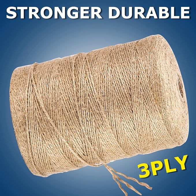 Vanhench 3600Feet Natural Jute Twine String, Bulk Hemp Jute Rope Cord Twine - Image 3